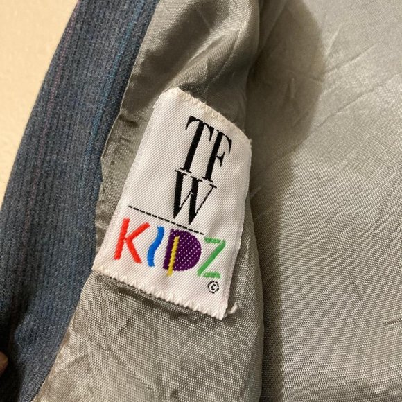 Vintage TFW Kidz Blue Pinstriped Suit Blazer & Slacks/Suit Pants Size 24 Months - Picture 3 of 6